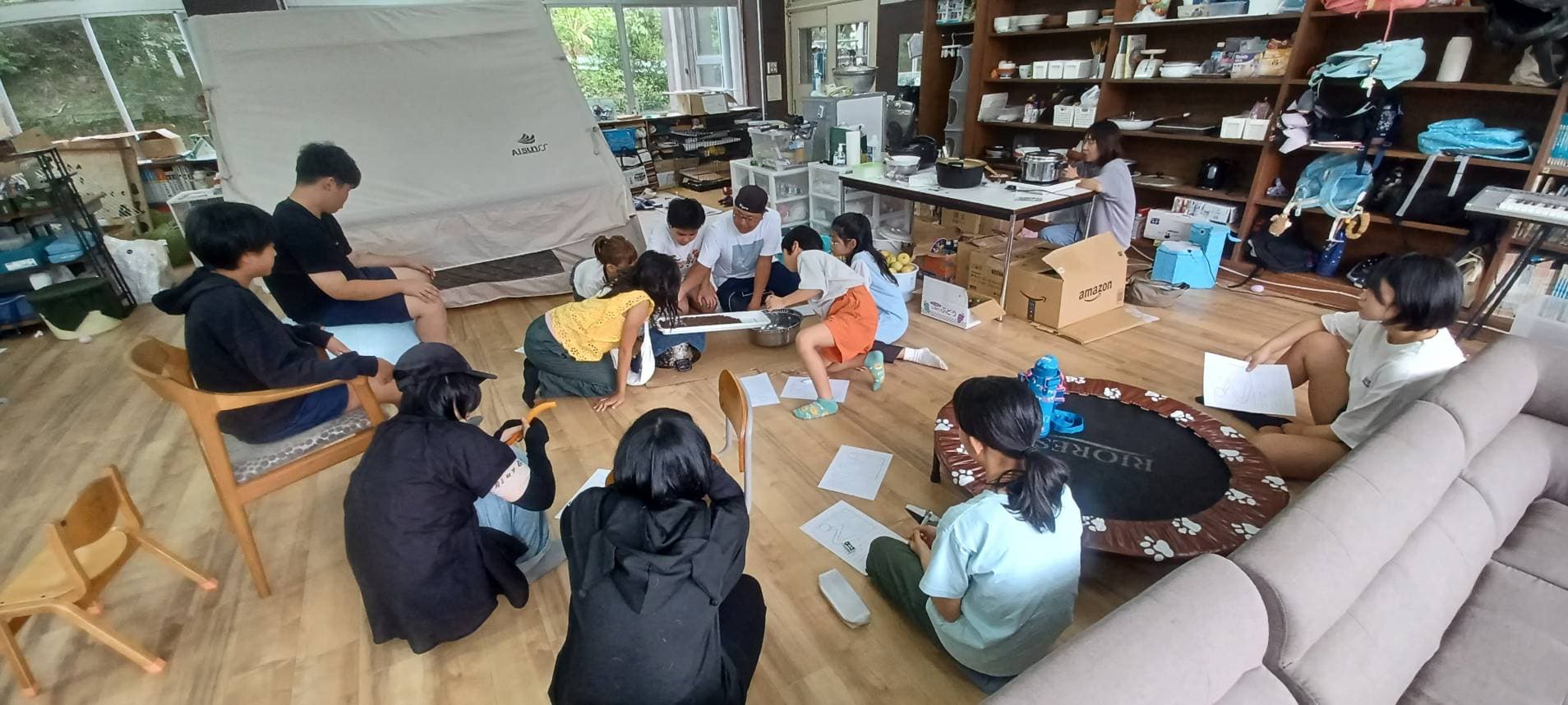 実験の日「流れる水と地面の様子」